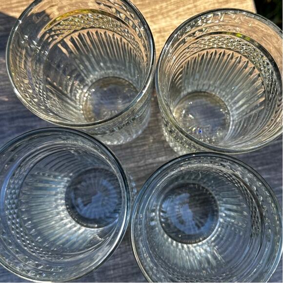 Libbey 'Radiant' Criss Cross Vertical Cut Heavy Vintage 16 0z Tumblers-Set of 4 - Picture 4 of 7